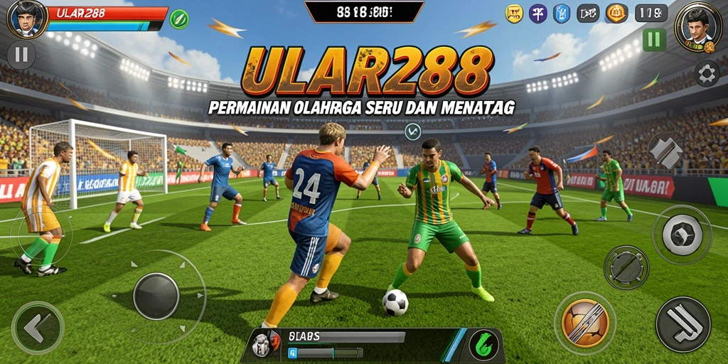 Tangkapan layar utama menunjukkan aksi penuh semangat dalam permainan olahraga.